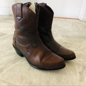 DINGO Brown Leather Ankle Cowboy Boots with Box [WM Sz 8]